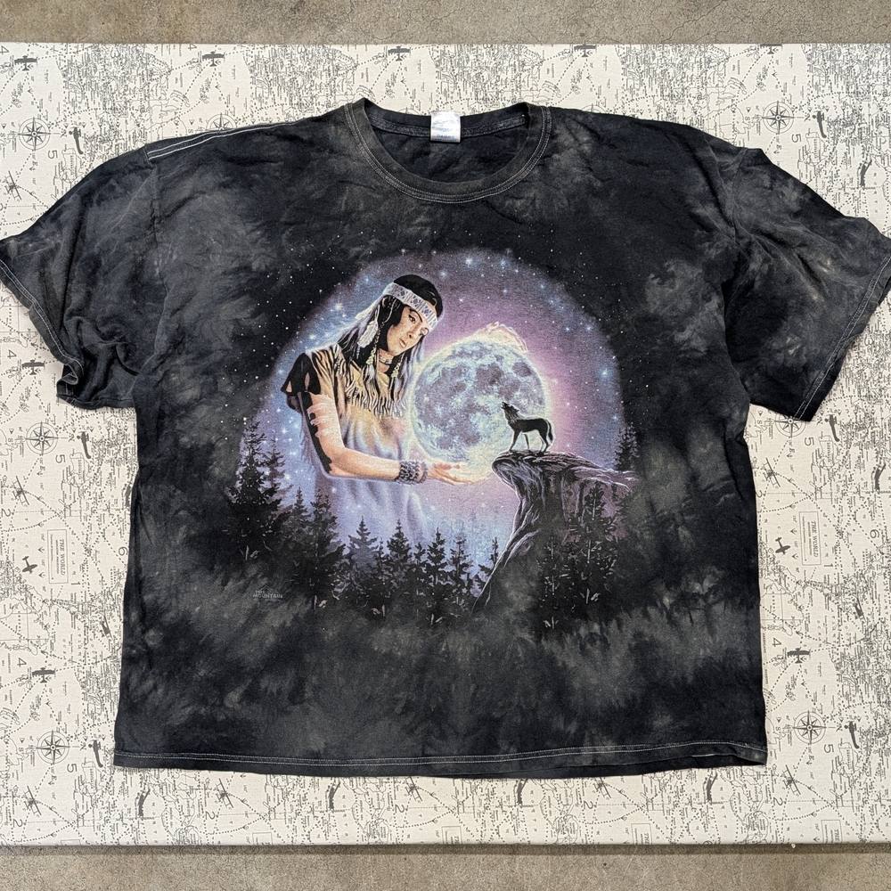 The Mountain Native American On Gildan Heavy Cotton Dark Gray T-Shirt 3XL